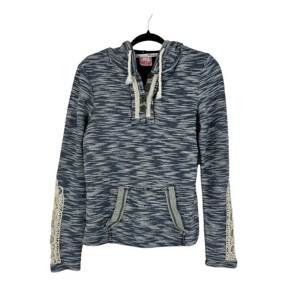 BKE Lounge Womens Size Small Blue White Pullover Hoodie - Picture 1 of 4